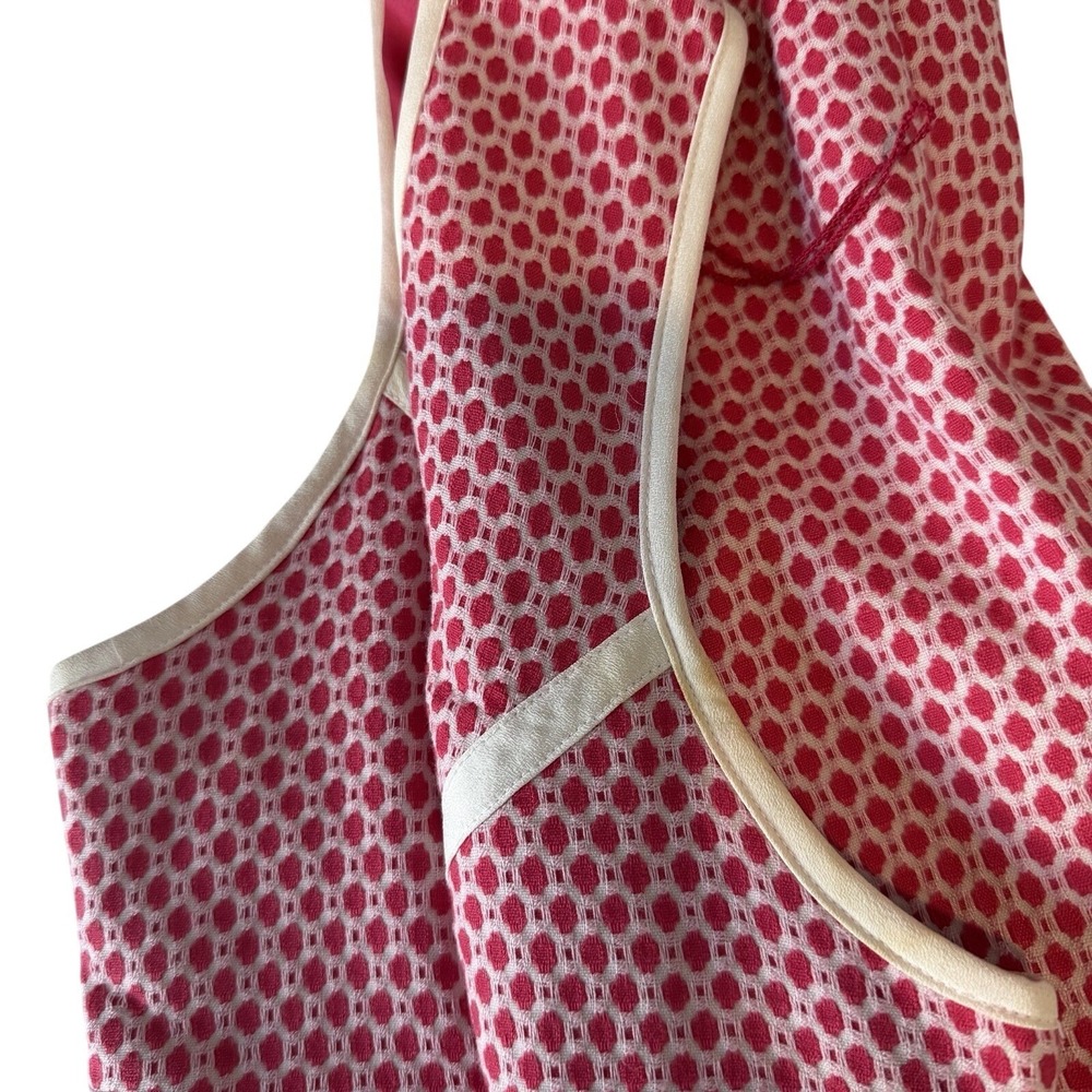 Adrianna Papell Guava Dot Sz 12 Pink White Piping U-Neck Texture Knit Dress $120 - Picture 6 of 10
